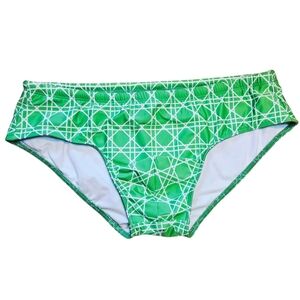 NEW Mr. Turk Bondi Swim Brief Billie Jean Print Green Geometric